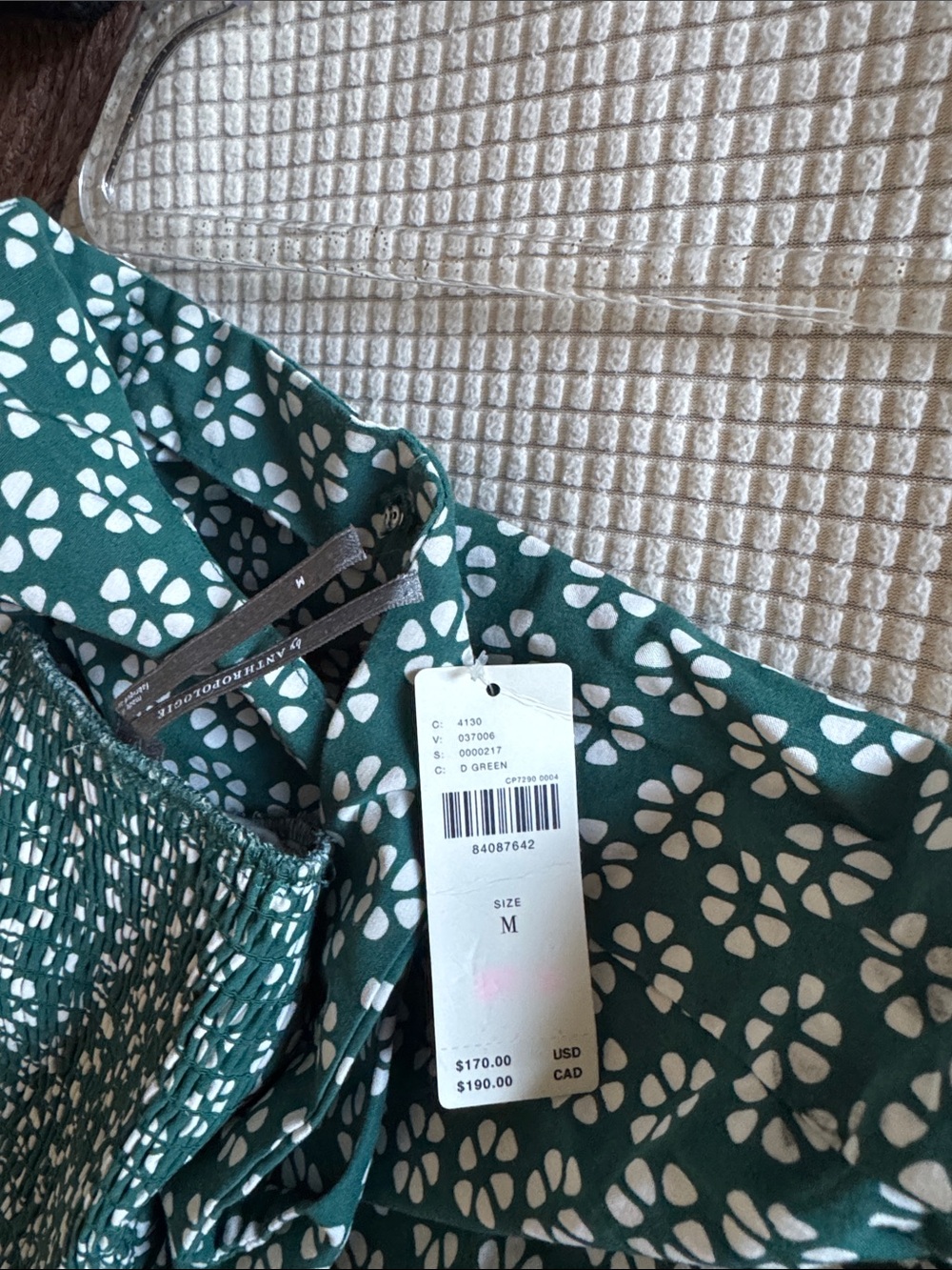 NWT Anthropologie Green Floral Tiered Midi Dress - Picture 3 of 5